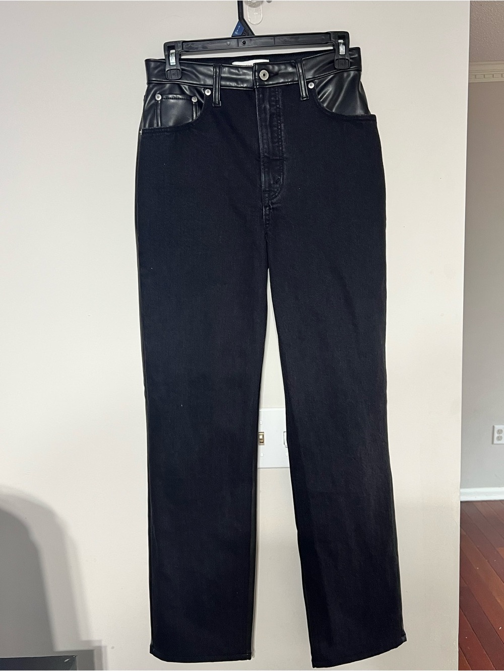 Abercrombie & Fitch Black Faux Leather High-Rise Jeans